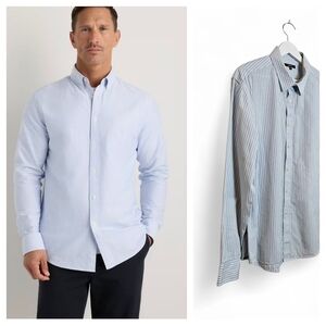 Quince Men’s XL Blue Stripe Oxford Shirt Cotton Button Down Classic Workwear